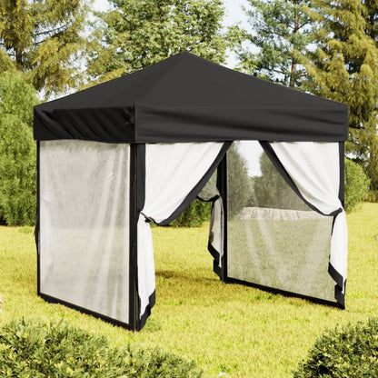 Tenda per Feste Pieghevole con Pareti Laterali Nero 2x2 m | homemem39