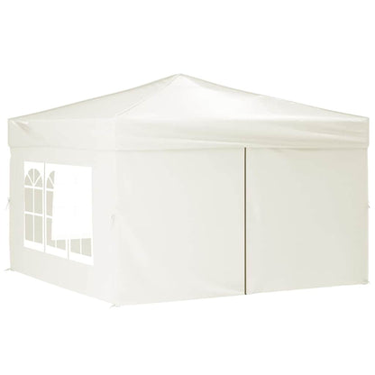 Tenda per Feste Pieghevole con Pareti Laterali Crema 3x3 m