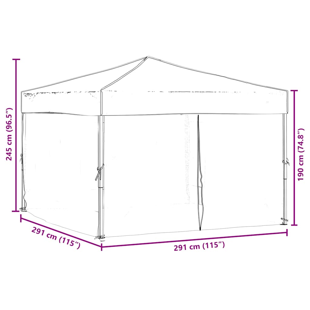 Tenda per Feste Pieghevole con Pareti Laterali Crema 3x3 m | homemem39