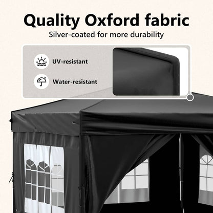 Tenda per Feste Pieghevole con Pareti Laterali Nero 3x3 m