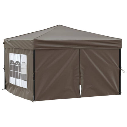 Tenda per Feste Pieghevole con Pareti Laterali Tortora 3x3 m