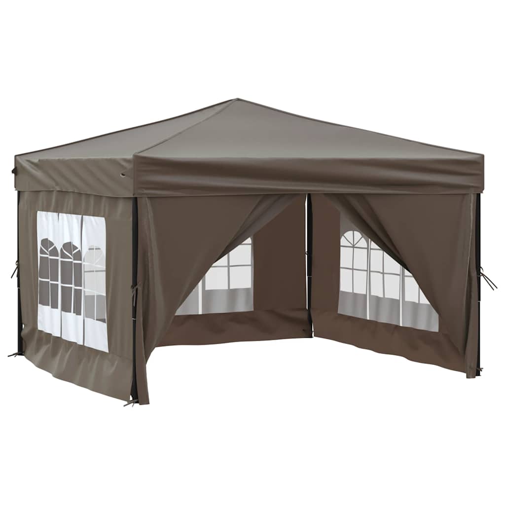 Tenda per Feste Pieghevole con Pareti Laterali Tortora 3x3 m - homemem39
