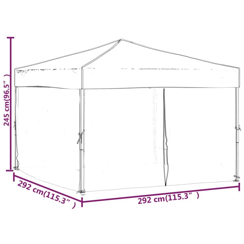 Tenda per Feste Pieghevole con Pareti Laterali Rosso 3x3 m | homemem39
