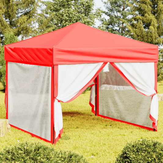 Tenda per Feste Pieghevole con Pareti Laterali Rosso 3x3 m | homemem39