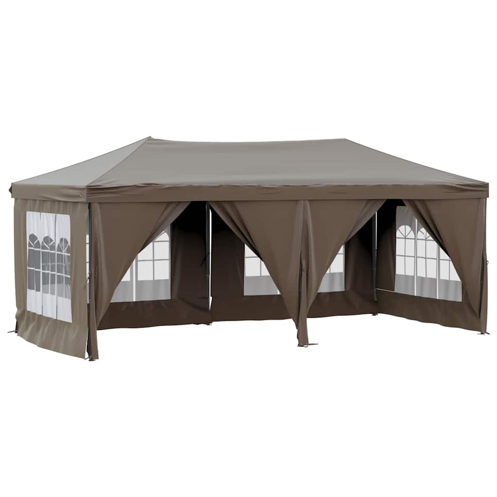 Tenda per Feste Pieghevole con Pareti Laterali Tortora 3x6 m