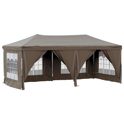 Tenda per Feste Pieghevole con Pareti Laterali Tortora 3x6 m