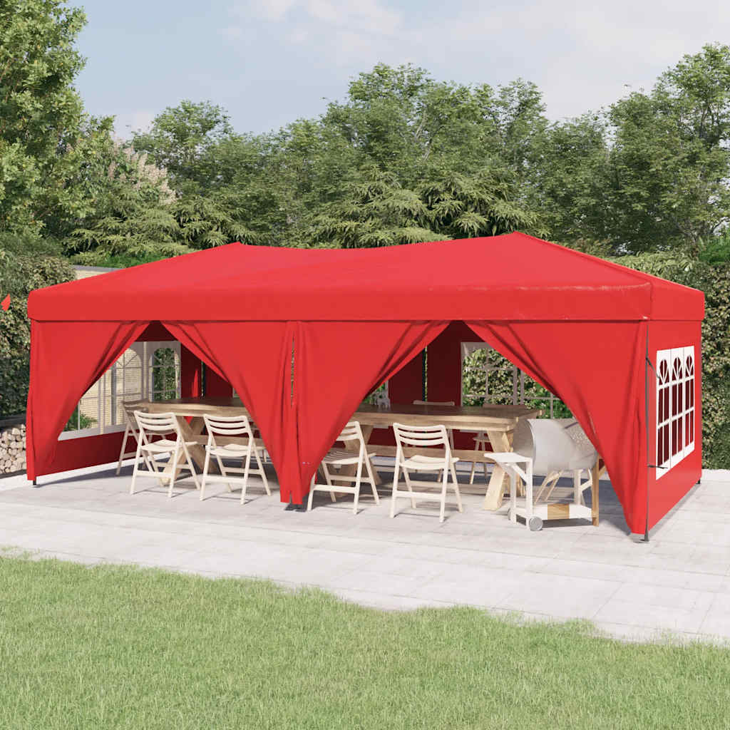 Tenda per Feste Pieghevole con Pareti Laterali Rosso 3x6 m - homemem39