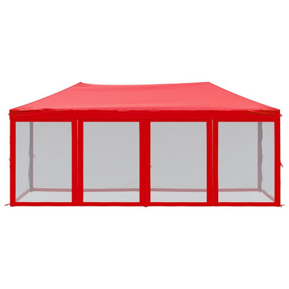 Tenda per Feste Pieghevole con Pareti Laterali Rosso 3x6 m