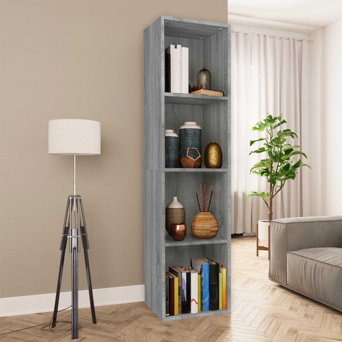 Libreria/Mobile TV Grigio Sonoma 36x30x143 cm Legno Multistrato