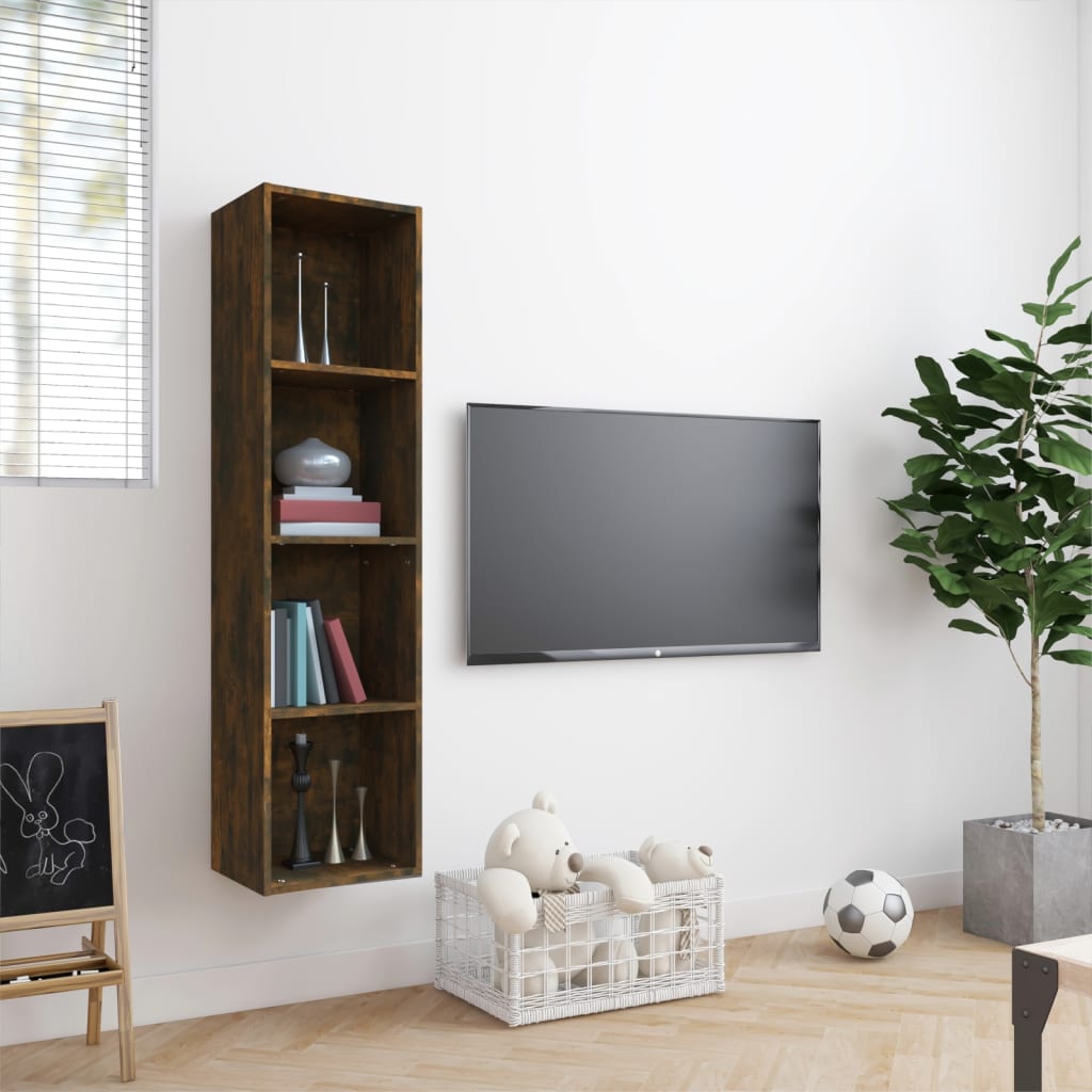 Libreria/Mobile TV Rovere Fumo 143x30x36cm in Legno Multistrato | homemem39