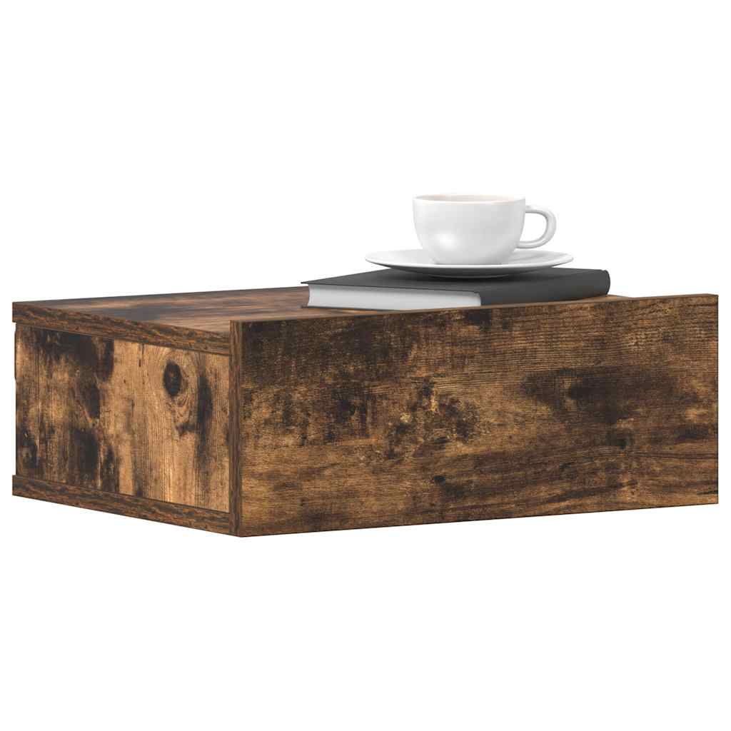 Comodino Pensile Rovere Fumo 40x30x15 cm in Legno Multistrato