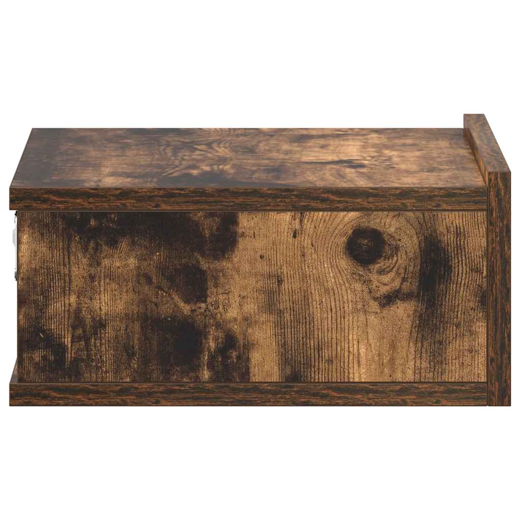 Comodino Pensile Rovere Fumo 40x30x15 cm in Legno Multistrato | homemem39