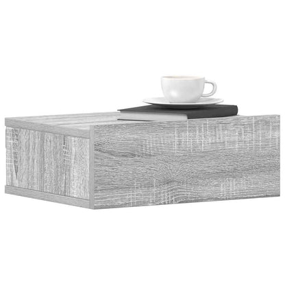 Comodino Pensile Grigio Sonoma 40x30x15cm in Legno Multistrato