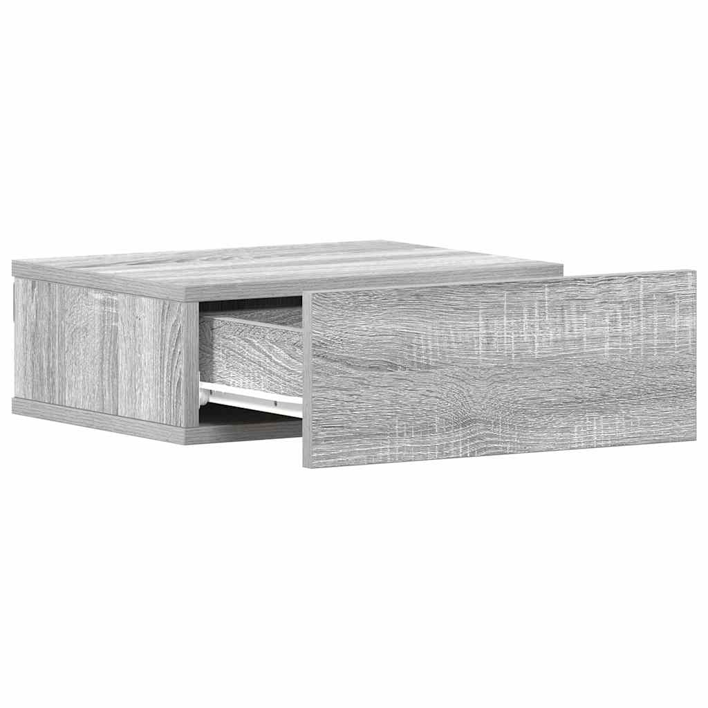 Comodino Pensile Grigio Sonoma 40x30x15cm in Legno Multistrato | homemem39