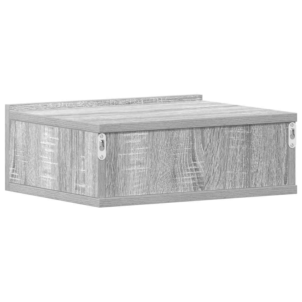 Comodino Pensile Grigio Sonoma 40x30x15cm in Legno Multistrato - homemem39