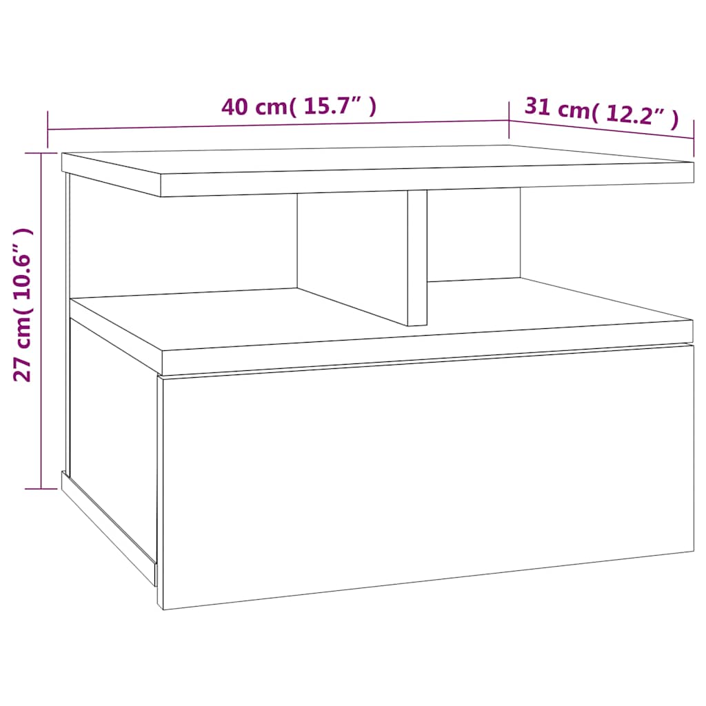 Comodino Pensile Grigio Sonoma 40x31x27cm in Legno Multistrato