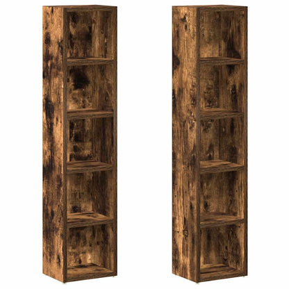 Mobili Porta CD 2pz Rovere Fumo 21x16x93,5cm Legno Multistrato | homemem39