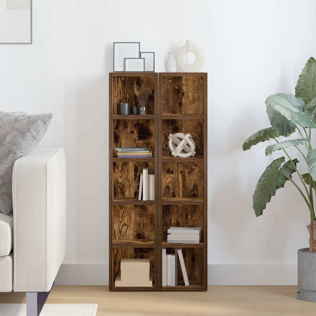 Mobili Porta CD 2pz Rovere Fumo 21x16x93,5cm Legno Multistrato | homemem39