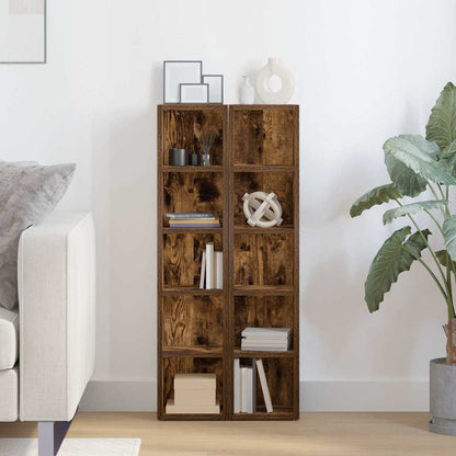Mobili Porta CD 2pz Rovere Fumo 21x16x93,5cm Legno Multistrato | homemem39
