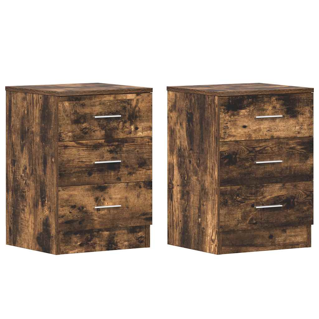 Comodini 2 pz Rovere Fumo 38x35x56 cm in Legno Multistrato