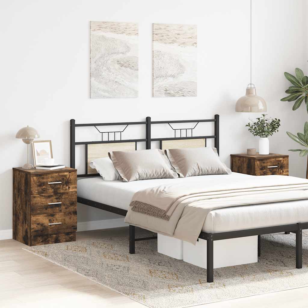 Comodini 2 pz Rovere Fumo 38x35x56 cm in Legno Multistrato