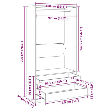 Armadio Rovere Fumo 100x50x200 cm in Legno Multistrato - homemem39