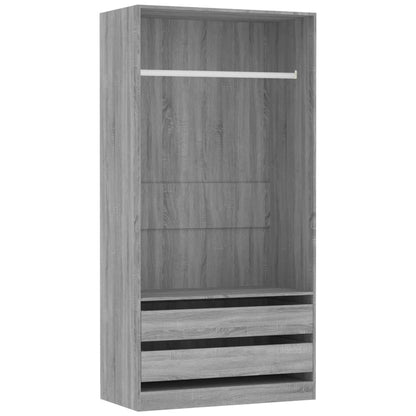 Sonoma Gray Wardrobe 100x50x200 cm in Multilayer Wood