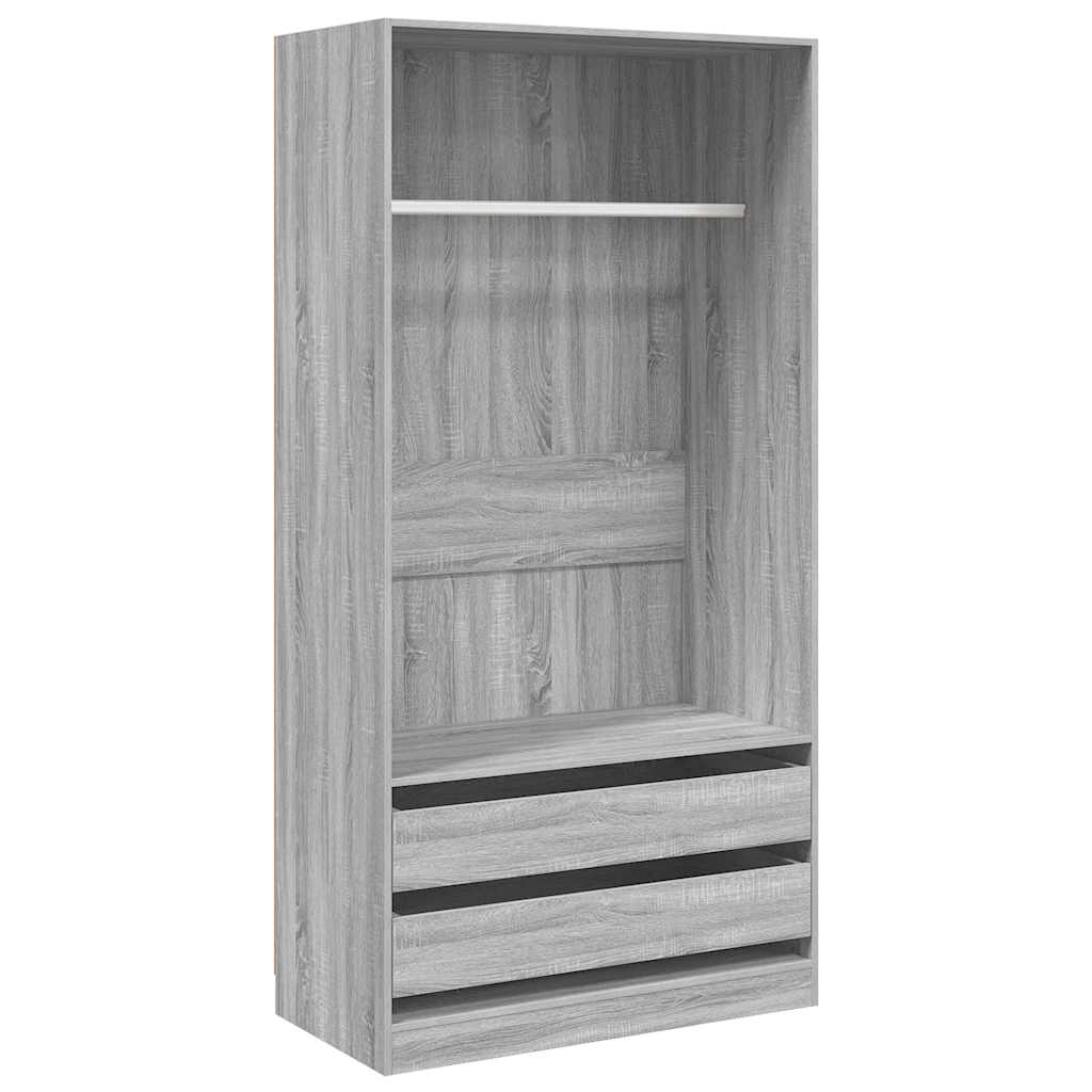 Armadio Grigio Sonoma 100x50x200 cm in Legno Multistrato