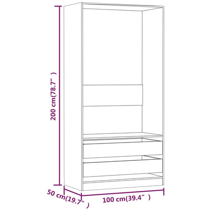 Sonoma Gray Wardrobe 100x50x200 cm in Multilayer Wood