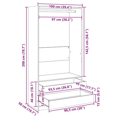 Armadio Grigio Sonoma 100x50x200 cm in Legno Multistrato - homemem39