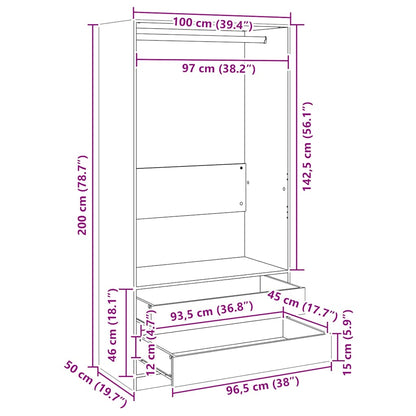 Armadio 100x50x200 cm in legno multistrato