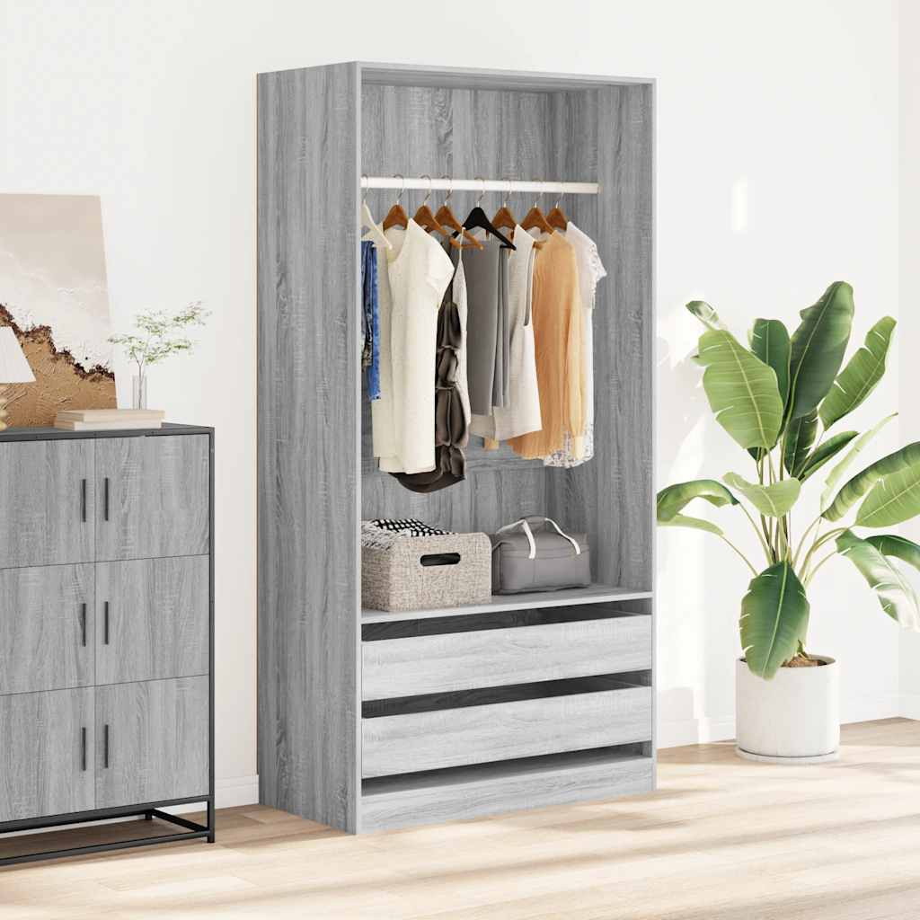 Armadio Grigio Sonoma 100x50x200 cm in Legno Multistrato