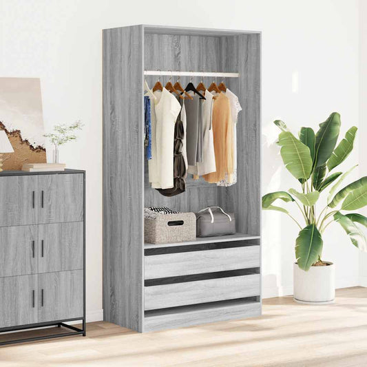 Armadio Grigio Sonoma 100x50x200 cm in Legno Multistrato