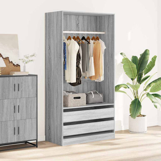 Armadio Grigio Sonoma 100x50x200 cm in Legno Multistrato