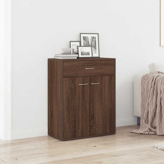 Credenza Rovere Marrone 60x30x75 cm in Legno Multistrato