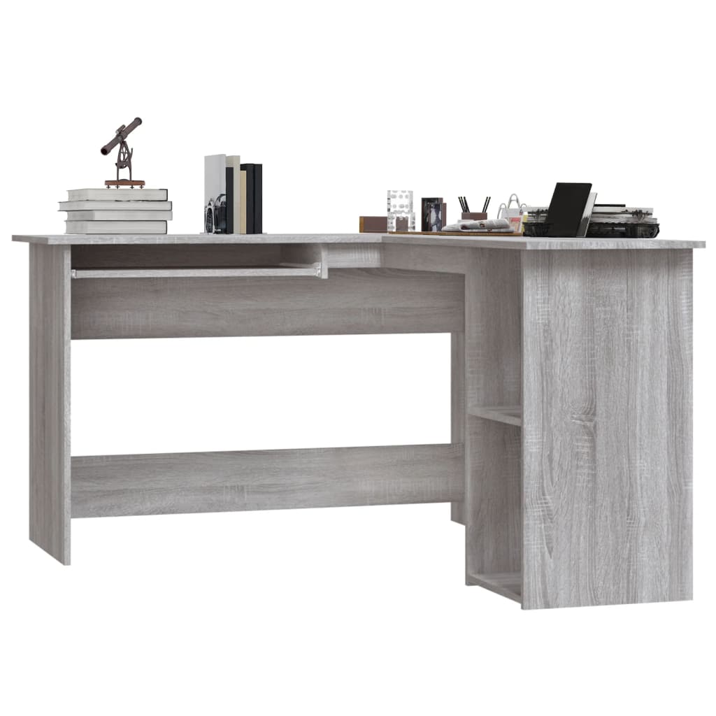 Scrivania Angolare Grigio Sonoma 120x140x75cm Legno Multistrato - homemem39