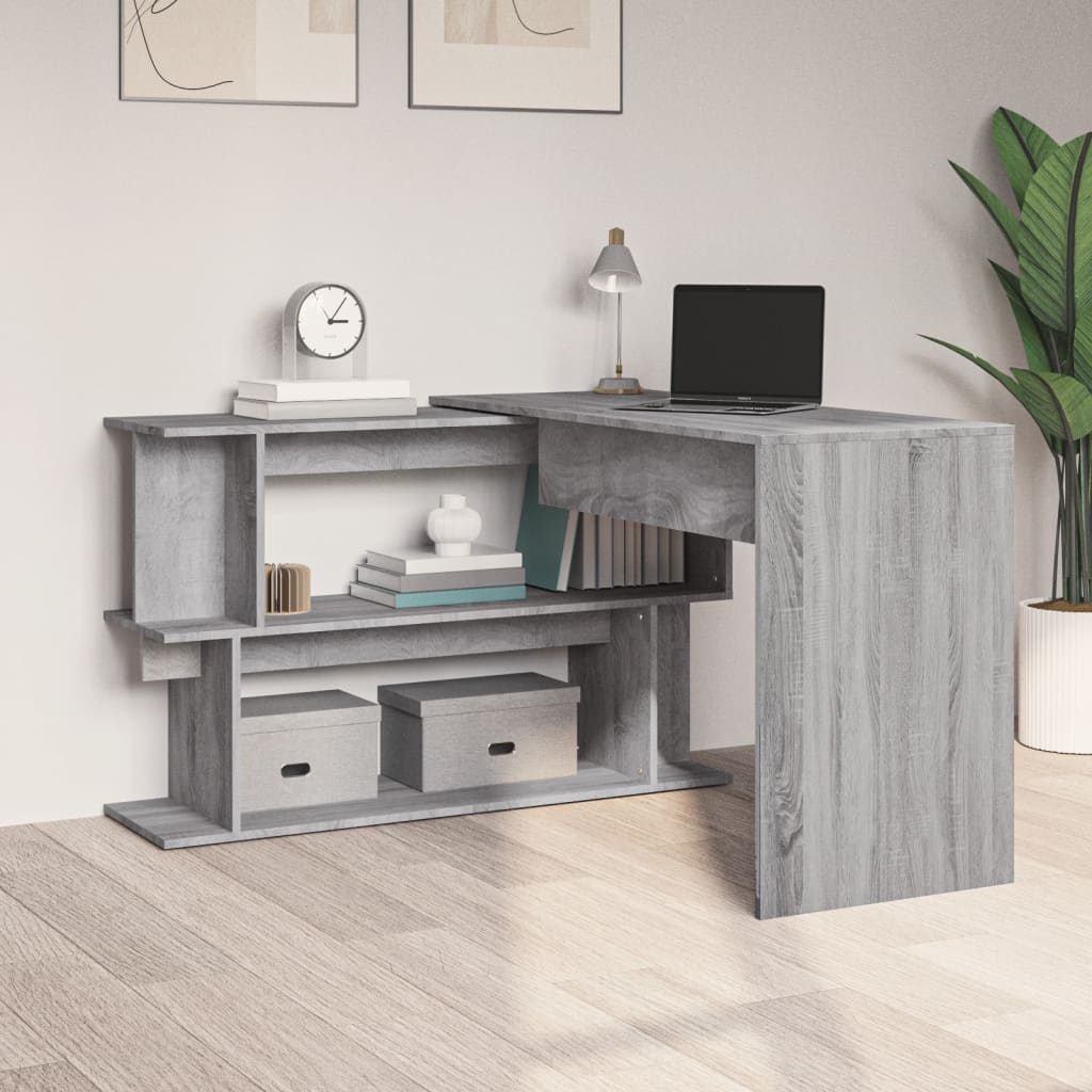 Scrivania Angolare Grigio Sonoma 200x50x76 cm Legno Multistrato - homemem39