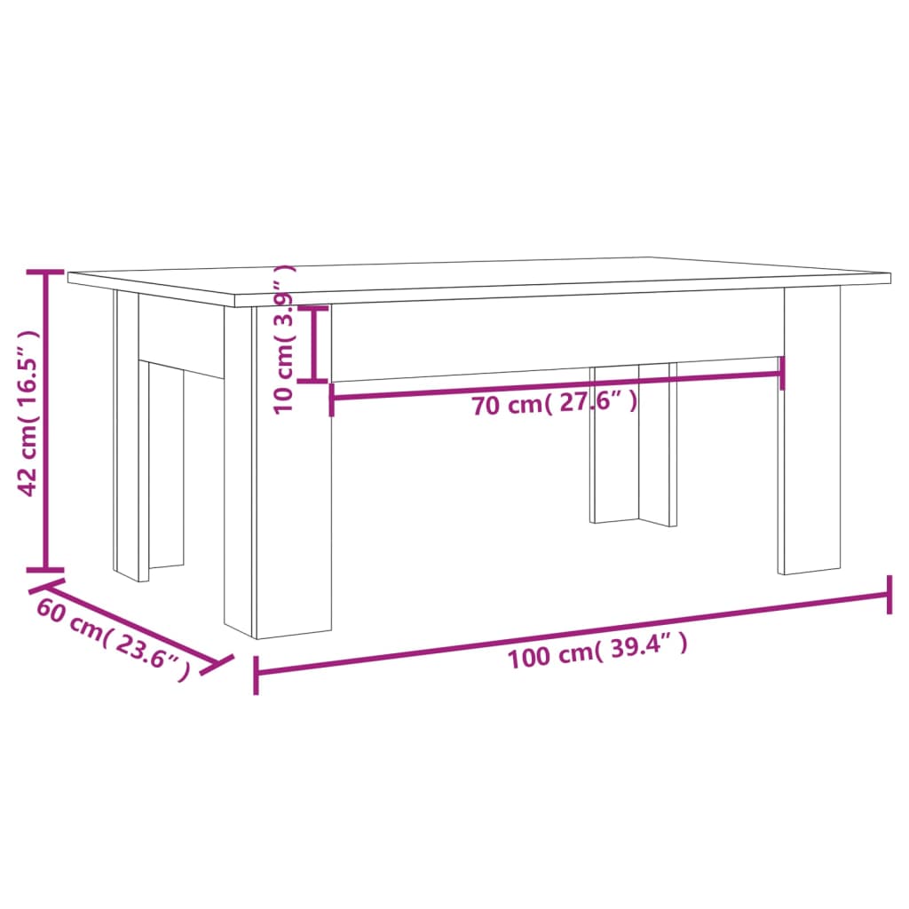 Tavolino da Salotto Grigio Sonoma 100x60x42cm Legno Multistrato