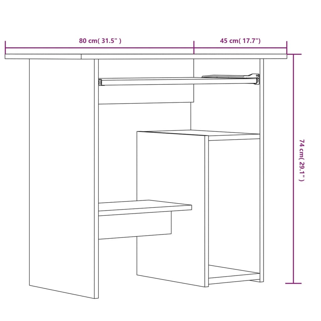 Scrivania Grigio Sonoma 80x45x74 cm in Legno Multistrato