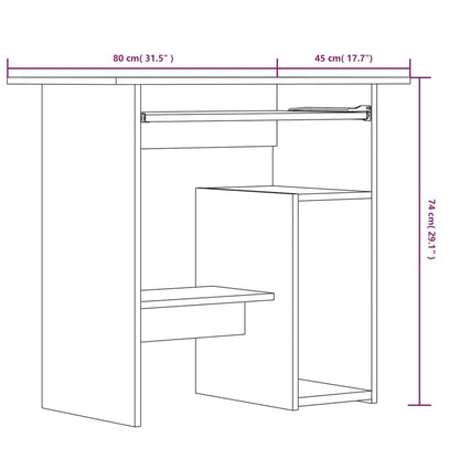 Scrivania Grigio Sonoma 80x45x74 cm in Legno Multistrato