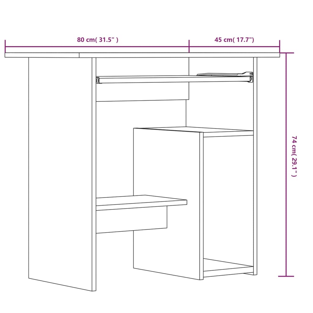 Scrivania Rovere Marrone 80x45x74 cm in Legno Multistrato