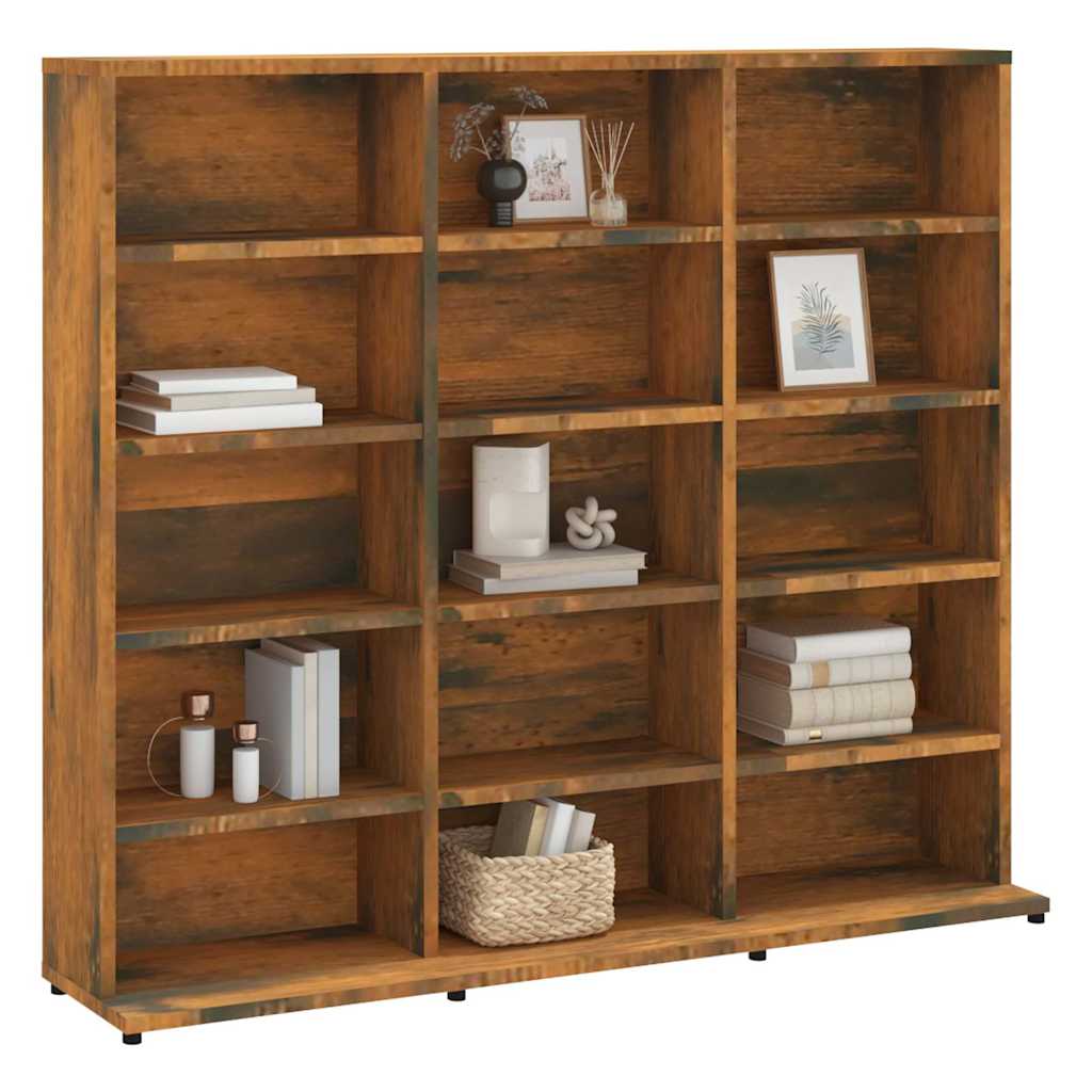 Mobile Porta CD Rovere Fumo 100x23x89,5 cm in Legno Multistrato