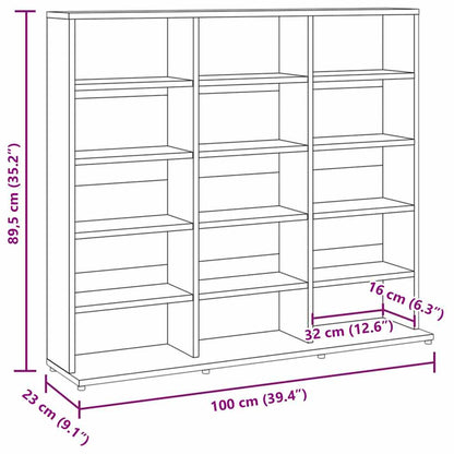 Mobile Porta CD Rovere Fumo 100x23x89,5 cm in Legno Multistrato