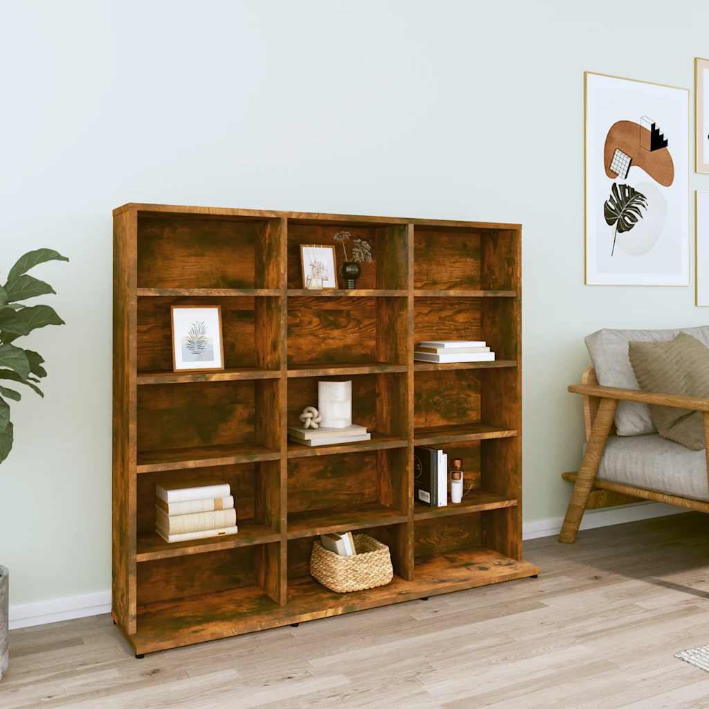 Mobile Porta CD Rovere Fumo 100x23x89,5 cm in Legno Multistrato | homemem39