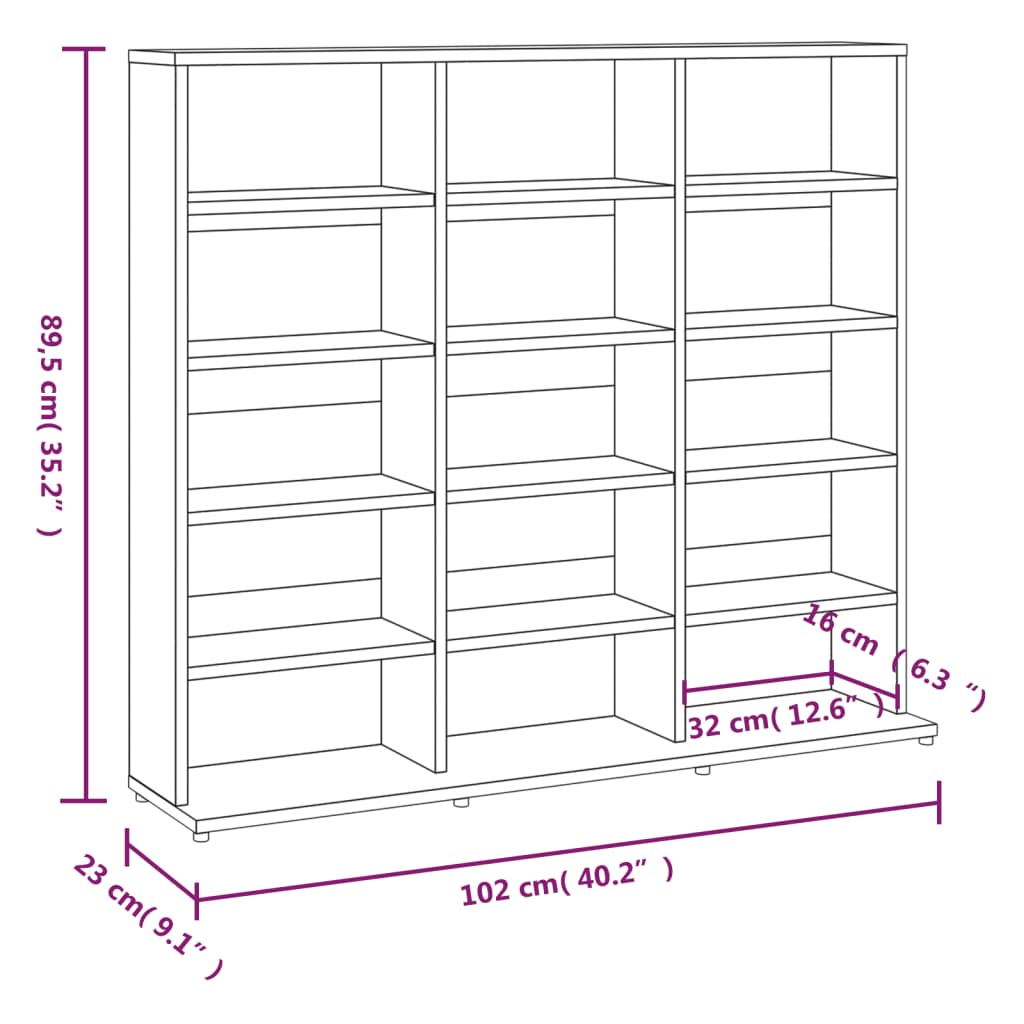 Mobile Porta CD Rovere Marrone 102x23x89,5 cm Legno Multistrato