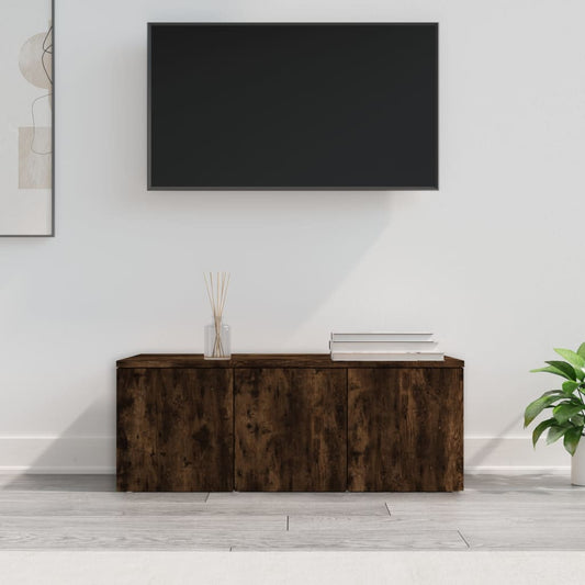 Mobile Porta TV Rovere Fumo 80x34x30 cm in Legno Multistrato - homemem39