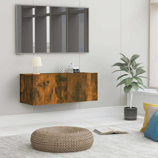 Mobile TV Rovere Fumo 80x30x30 cm in Legno Multistrato - homemem39