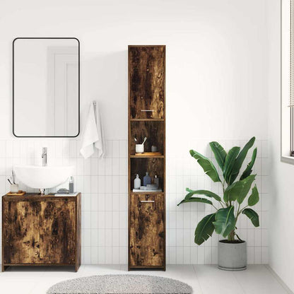 Armadietto Bagno Rovere Fumo 30x30x183,5cm Legno tecnico