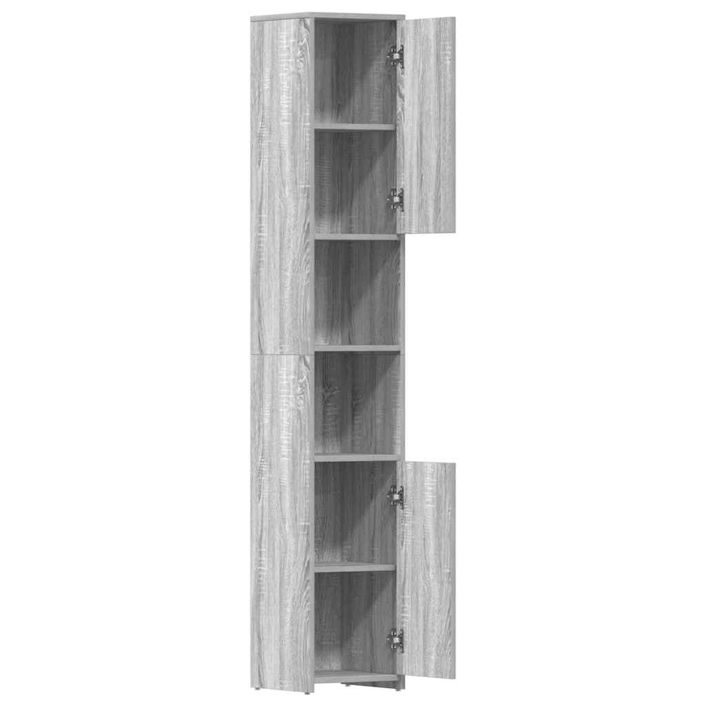 Armadietto Bagno Grigio Sonoma 30x30x183,5 cm Legno tecnico | homemem39