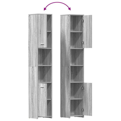 Armadietto Bagno Grigio Sonoma 30x30x183,5 cm Legno tecnico | homemem39